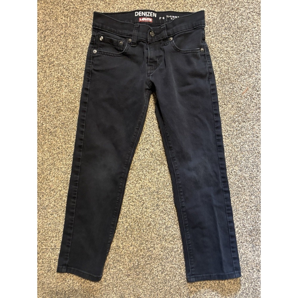 Levi's Denizen Skinny Jeans Kids Size 8 Regular Black Denim Stretch Used